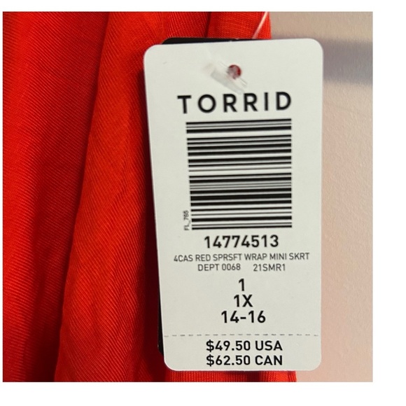 TORRID Mini Super Soft Wrap Skirt Red Sz 1X Plus Y2K Casual Everyday Comfort - Picture 5 of 6